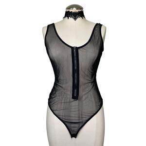 Goth Raver Sexy Mesh Zip up Body Suit